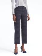 Banana Republic Womens Logan Fit Pinstripe Tie Hem Crop Pant - Navy