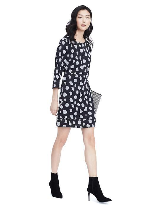 Banana Republic Womens Laser Cut Detailed Dress - Black Multi