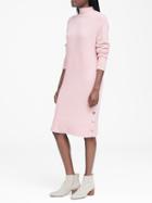 Banana Republic Womens Turtleneck Sweater Dress With Button-sides Blush Pink Size Xxl