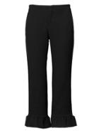 Banana Republic Womens Logan Trouser-fit Cropped Ruffle-hem Pant Black Size 6