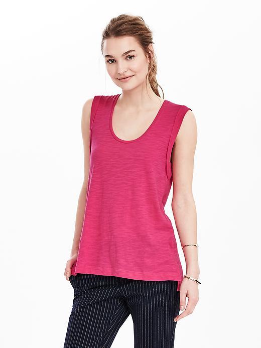 Banana Republic Womens Roll Cuff Cotton Modal Tank Size L - Beauty Queen Pink