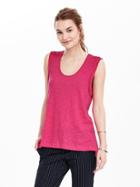 Banana Republic Womens Roll Cuff Cotton Modal Tank Size L - Beauty Queen Pink