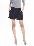 Banana Republic Womens Pleated Lace Trim Shorts Size 0 Regular - Preppy Navy