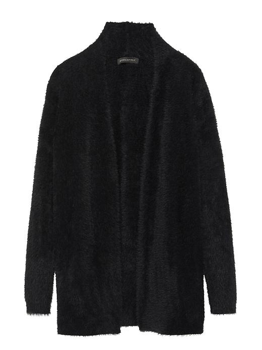 Banana Republic Womens Petite Fuzzy Long Cardigan Sweater Black Size Xs