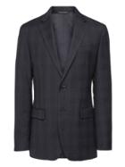 Banana Republic Mens Slim Navy Plaid Italian Wool Suit Jacket Navy Size 32