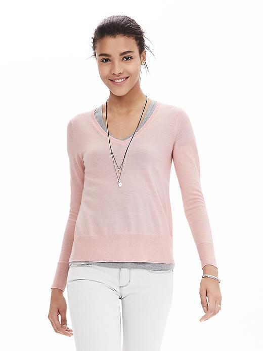 Banana Republic Womens Extra Fine Merino Wool Trapeze Pullover Size L - Blush