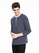 Banana Republic Mens Roll Sleeve Henley Size L Tall - Preppy Navy
