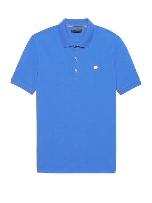 Banana Republic Mens Solid Pique Polo Shirt Damselfish Blue Size Xxs