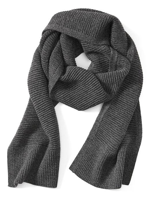 Banana Republic Mens Merino Wool Ottoman Stitch Scarf Marl Heather Size One Size