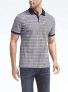 Banana Republic Mens Pique Grid Print Polo - Navy