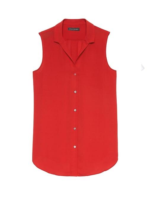 Banana Republic Womens Dillon Classic-fit Shirt Tamale Red Size M