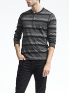 Banana Republic Mens Stripe Two In One Henley - Black