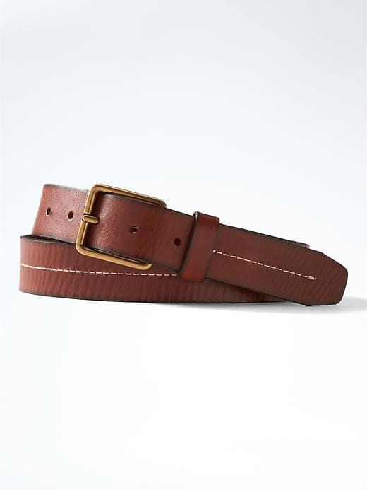 Banana Republic Mens Center Stitched Belt - Whiskey