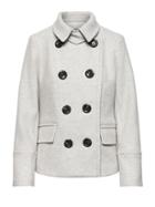 Banana Republic Womens Wool Blend Twill Peacoat White & Gray Stripe Size Xs