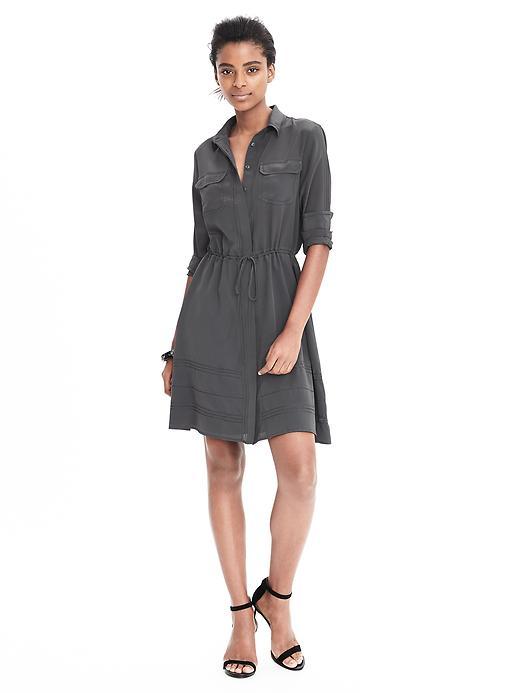 Banana Republic Womens Heritage Tie Waist Dress - Mink Grey