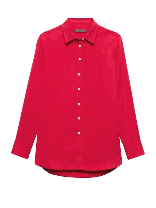 Banana Republic Womens Parker Tunic-fit Tencel Shirt Ultra Red Size Xs