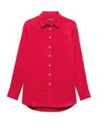 Banana Republic Womens Parker Tunic-fit Tencel Shirt Ultra Red Size Xs