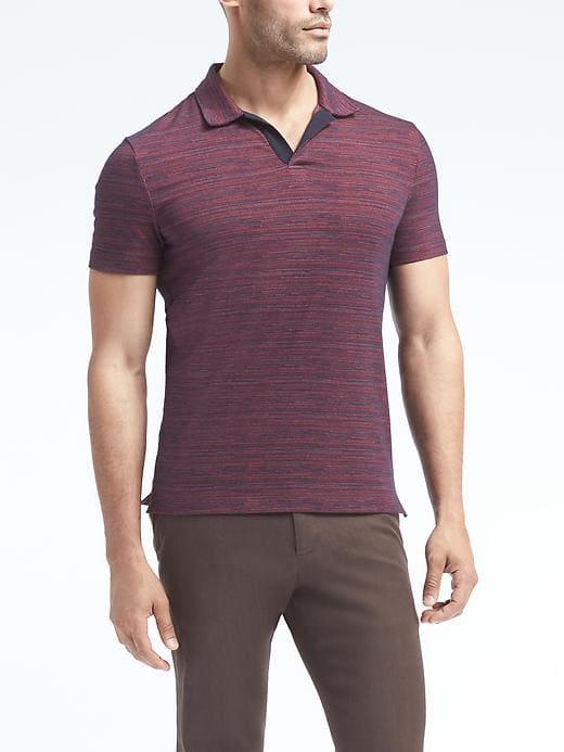 Banana Republic Slim Pique Stripe Polo - Deep Wine