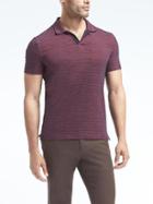 Banana Republic Slim Pique Stripe Polo - Deep Wine