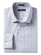 Banana Republic Mens Grant Slim Fit Non Iron Stretch Check Shirt - Honeycomb
