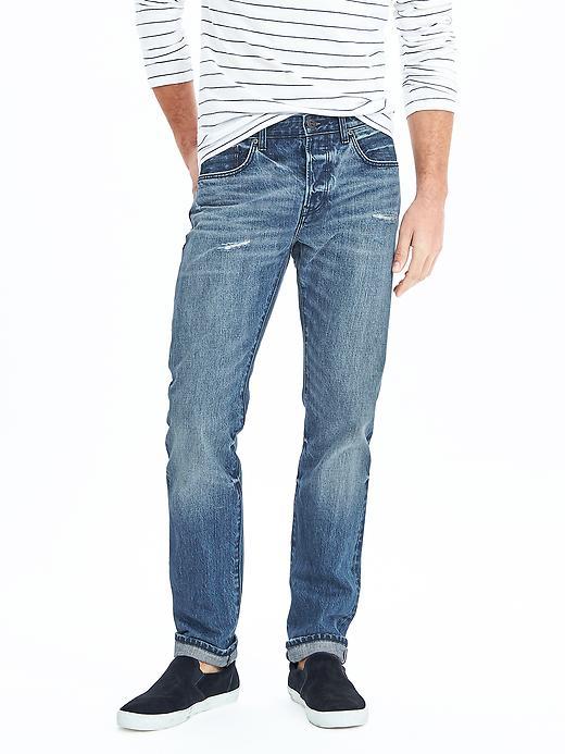 Banana Republic Slim Light Wash Selvedge Jean Size 32w 36l Tall - Light Blue