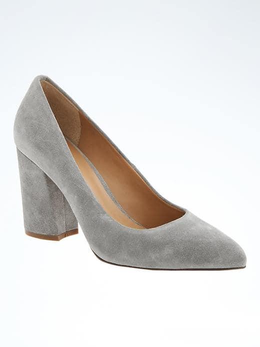 Banana Republic Almond Toe Block Heel Pump - Blue Gray