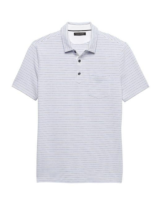 Banana Republic Mens Don';t-sweat-it Stripe Polo Shirt Allports Blue Size M