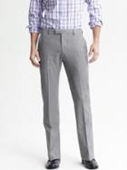 Banana Republic Mens Tailored Slim-fit Heather Grey Plaid Wool Suit Trouser Gray Heather Size 33w