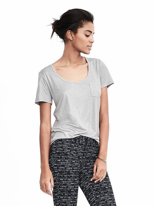 Banana Republic Womens Signature Metallic Tee - Artisan Grey