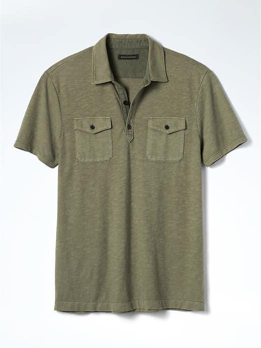 Banana Republic Mens Heritage Washed Polo - District Green