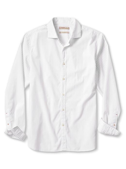 Banana Republic Mens Camden Fit Stripe Shirt - Heather Gray