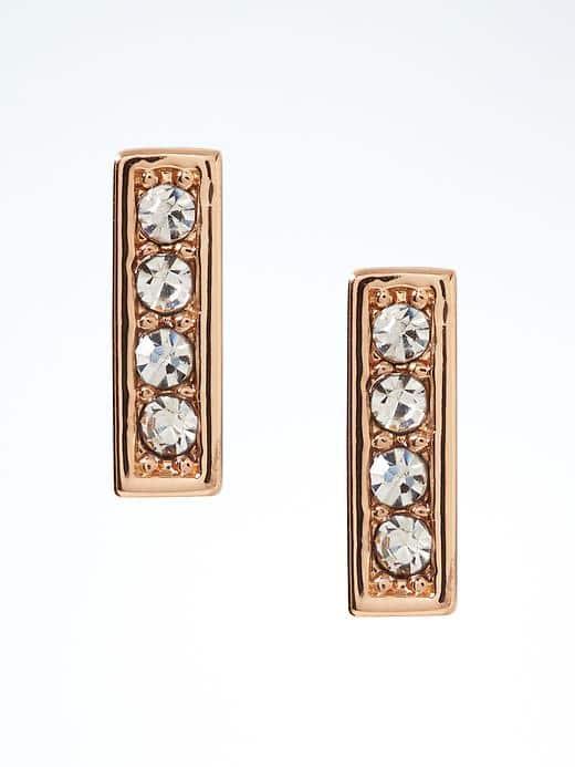 Banana Republic Pave Bar Stud Earrings - Rose Gold