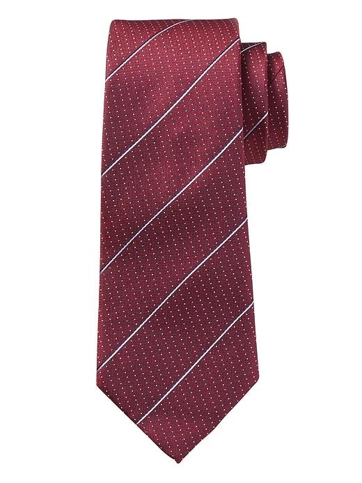 Banana Republic Mens Refined Stripe Dot Nanotex Tie Scarlet Size One Size