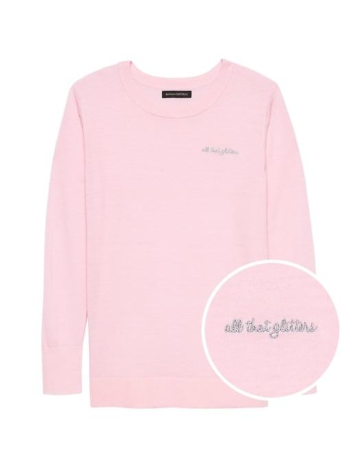 Banana Republic Womens Petite All That Glitters Sweater Pink Blush Size S