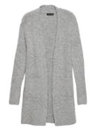 Banana Republic Womens Petite Boucl Duster Cardigan Sweater Medium Heather Gray Size L