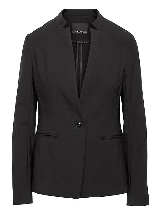 Banana Republic Womens Long And Lean-fit Lightweight Wool Blazer Black Size 0
