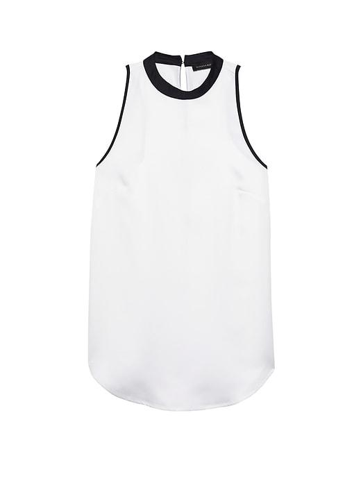 Banana Republic Womens Satin Mock-neck Top White With Black Size Xl