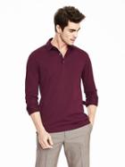 Banana Republic Mens Long Sleeve Performance Polo Size L Tall - Burgundy