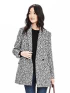 Banana Republic Chevron Jacquard Double Breasted Coat Size L Petite - Striped