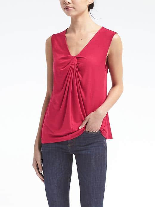 Banana Republic Womens Drapey Vee Tank - Red Peony