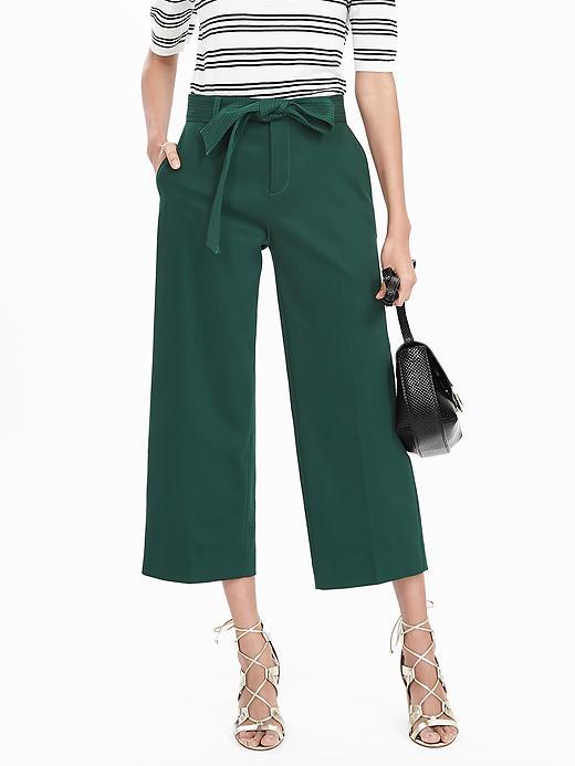 Banana Republic Womens Belted Wide Leg Crop Pant Size 0 Regular - Deep Hunter