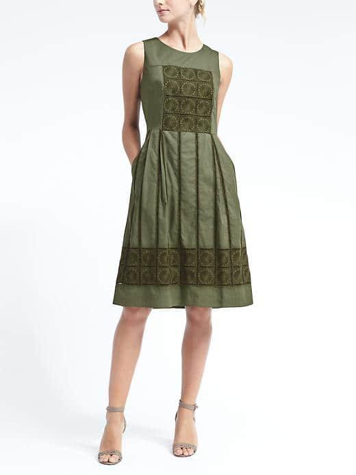 Banana Republic Womens Crochet Lace Fit And Flare Dress - Flight Jacket
