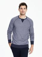 Banana Republic Mens Birdseye Pullover Crew Size L Tall - Preppy Navy