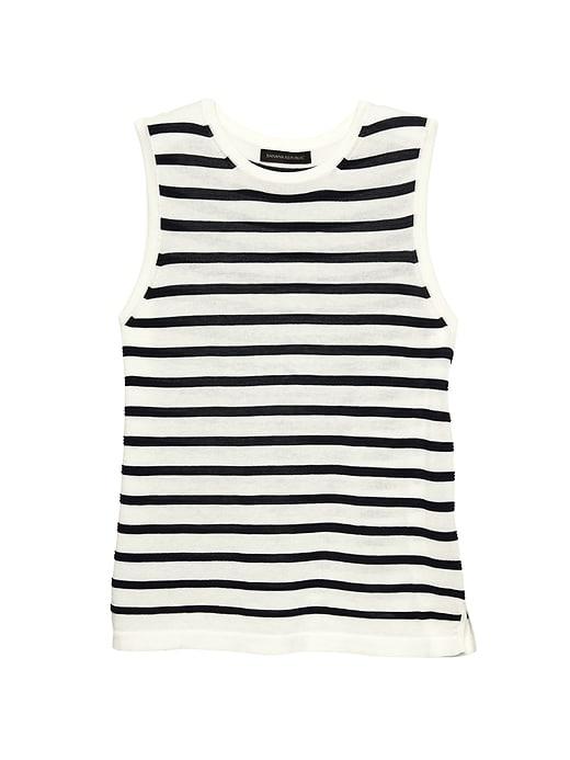 Banana Republic Womens Cotton Stripe Sweater Shell Ivory Size M