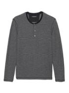 Banana Republic Mens Cotton-modal Waffle-knit Long-sleeve Henley T-shirt Black & Gray Size Xs