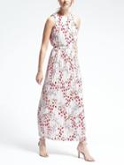 Banana Republic Womens Floral Pleated Maxi Dress - Snow Day