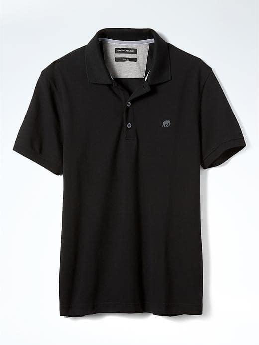Banana Republic Mens Slim Signature Pique Polo - Black