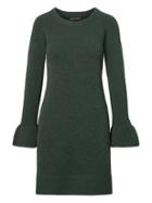 Banana Republic Womens Petite Ruffle-cuff Wool Blend Sweater Dress Olive Size M
