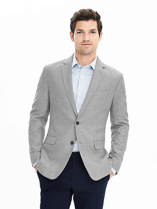 Banana Republic Mens Standard Grey Herringbone Cotton Sport Coat Size 36 Short - Gray