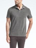 Banana Republic Mens French Terry Polo - Gray Sky